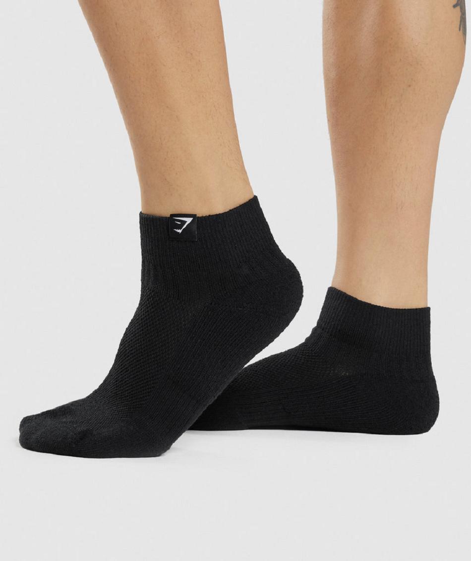 Calcetines Gymshark Woven Tab Sneaker 3pk Mujer Negras | CO 3132VRW